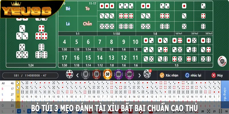 Bỏ túi 3 mẹo đánh tài xỉu bất bại chuẩn cao thủ