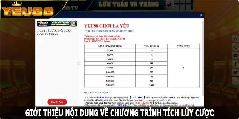 Giới thiệu nội dung về chương trình tích lũy cược