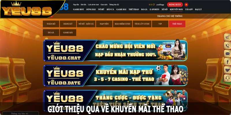 Giới thiệu qua về khuyến mãi thể thao Yeu88